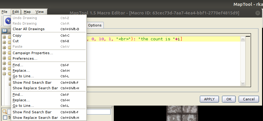 macro editor search