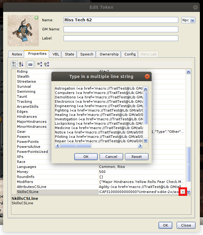 Multi-line property value editor